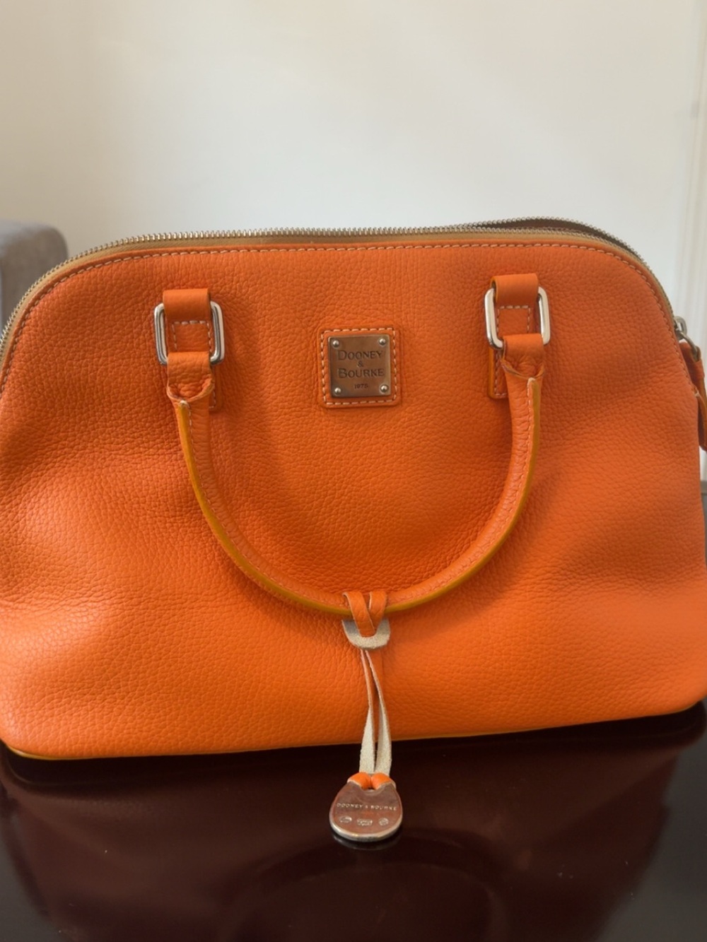 Dooney & Bourke Vibrant Orange Leather Dome Satchel